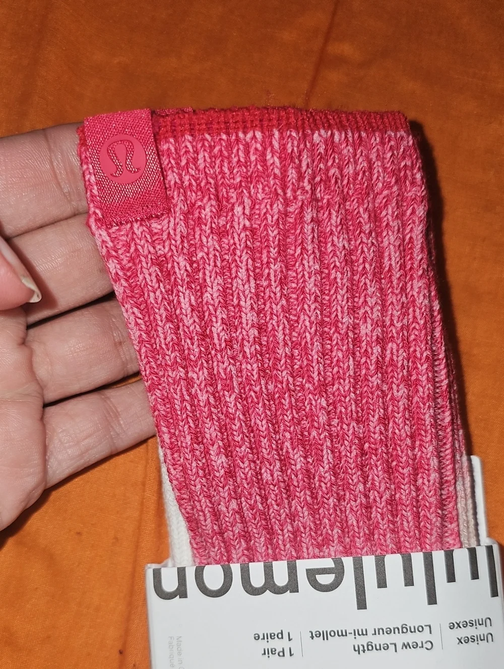 Lululemon Ragg Socks, Nwts! Womens Sz Large, Crew Length! CCLD/MSRK/PIAR